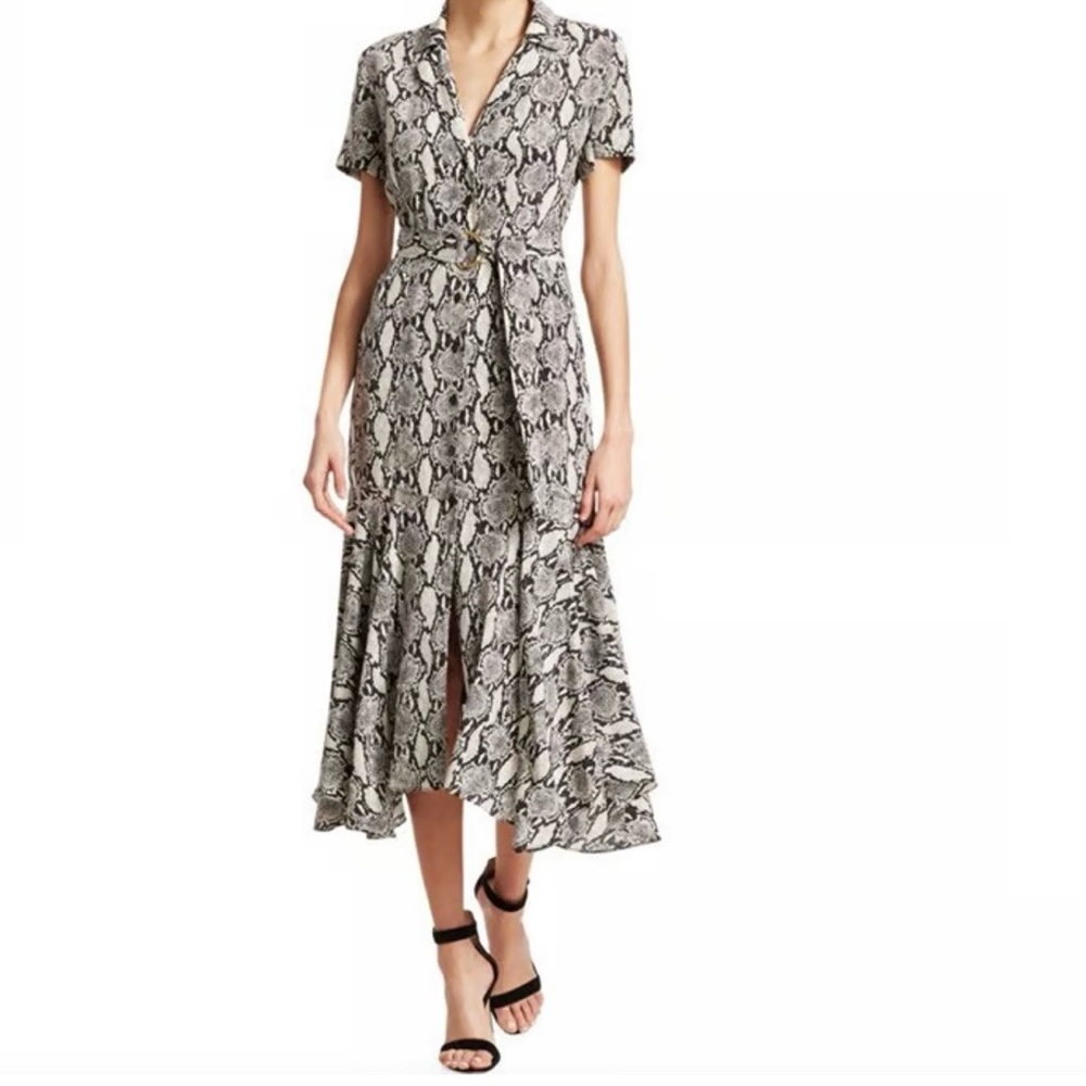 A.L.C. Midi Shirtdress Clarkson Snakeskin Print Dredd Silk Belted Womens Size 6